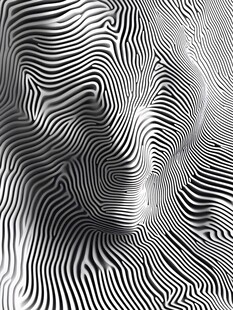 黑白波纹抽象艺术图案