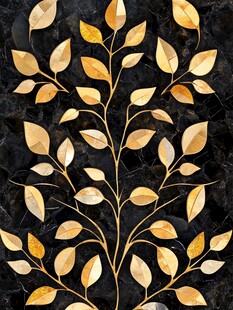 金色枝叶图案装饰背景图