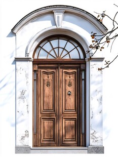 复古拱形双开木门