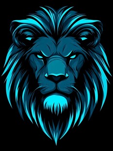 蓝色炫酷狮子头像设计
