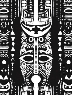 黑白部落风图腾图案设计