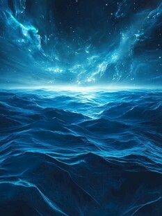 梦幻海洋星空夜景图