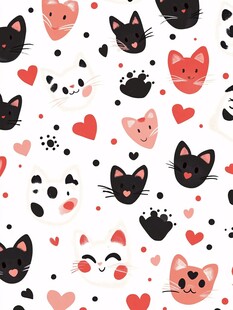 可爱猫咪爱心图案背景图