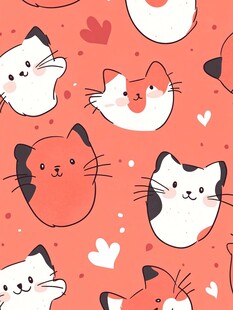 可爱猫咪爱心图案背景