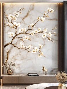 玉兰花大理石背景墙装饰