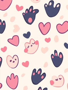 可爱爪印爱心卡通图案