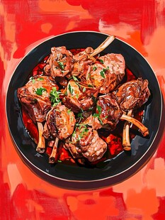 香煎羊排摆盘精致诱人