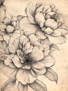 复古风格手绘花卉图案