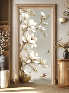 中式玉兰花玄关装饰画