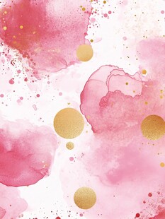 梦幻粉色金点水彩背景图