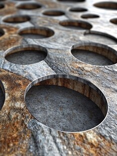 金属穿孔表面的质感特写