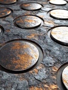 生锈金属圆片的质感表面