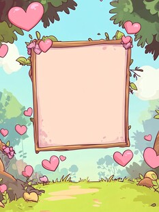 爱心环绕的梦幻边框背景