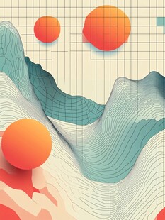 抽象几何风景插画