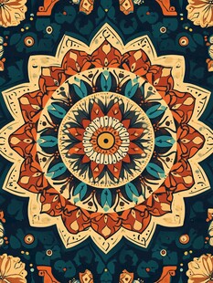 复古曼陀罗花纹图案设计
