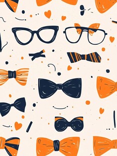 可爱领结眼镜图案设计