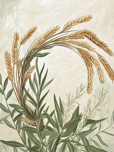 麦穗绿植插画 自然清新风