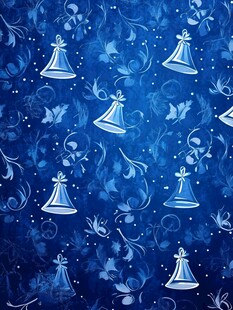 蓝色圣诞铃铛花纹背景图