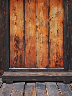 复古木质门与地板背景