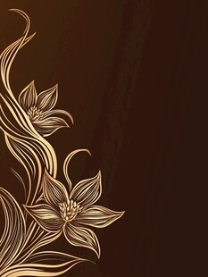 棕色背景上的金色花卉图案