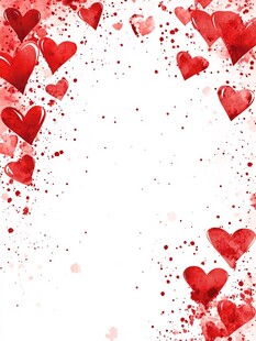 爱心水彩边框浪漫背景图