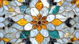 精美彩色镶嵌玻璃花朵图案