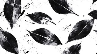 黑白墨韵树叶纹理图案