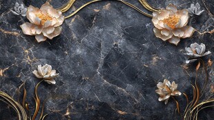 黑金大理石上的立体莲花