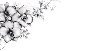 黑白兰花花卉装饰图案