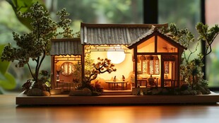 古风雅致小屋微景观模型