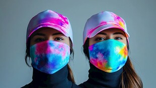 彩色扎染帽与口罩搭配展示