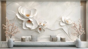 立体玉兰花客厅背景墙