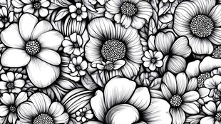 黑白花卉图案背景纹理