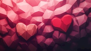 浪漫爱心多边形背景图案