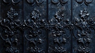 复古雕花铁门细节特写