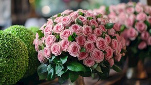 浪漫粉色玫瑰花卉组合