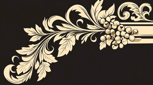 复古金色花卉边角装饰图案