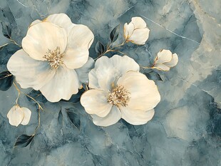 玉兰花大理石背景装饰画