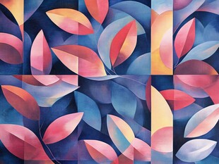 多彩几何叶片图案背景