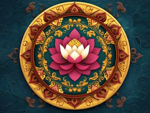 精美莲花曼陀罗图案设计