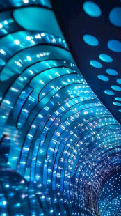 梦幻蓝色灯光科技隧道