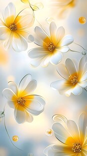 梦幻白黄花朵背景图