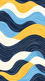 蓝黄波浪几何图案背景