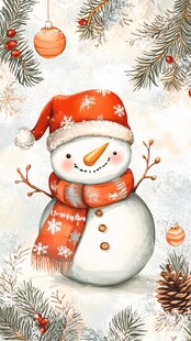 可爱雪人迎圣诞节日氛围