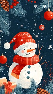 冬日可爱雪人圣诞装饰图