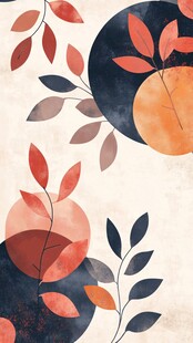 抽象花叶几何图案背景图