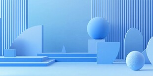 蓝色几何立体简约场景