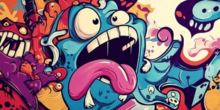 卡通怪物涂鸦艺术画面