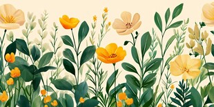 春日烂漫花卉插画
