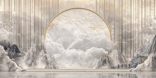 中式山水意境舞台背景